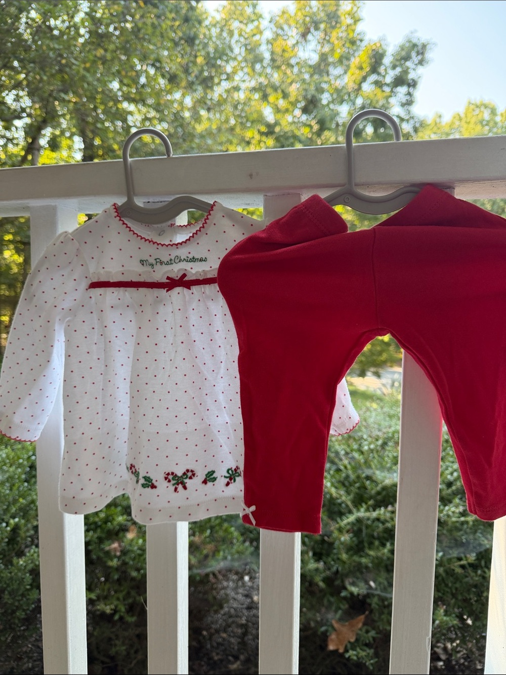 Little Me White and Red Christmas Baby Set